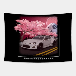 Toyota GT86 under Sakura Tree JDM Car Tapestry