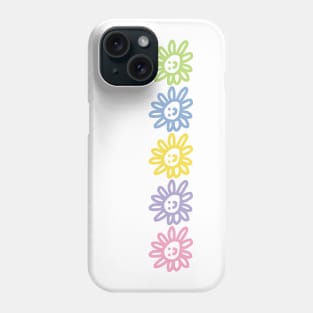 Five Multi Color Flower Smiley Face Minimal Graphic Art Phone Case