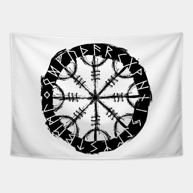 Helm of Awe with Runic Circle Tapestry by Graphic Roach