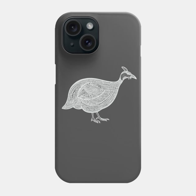 Guinea Fowl Ink Art - on dark colors Phone Case by Green Paladin