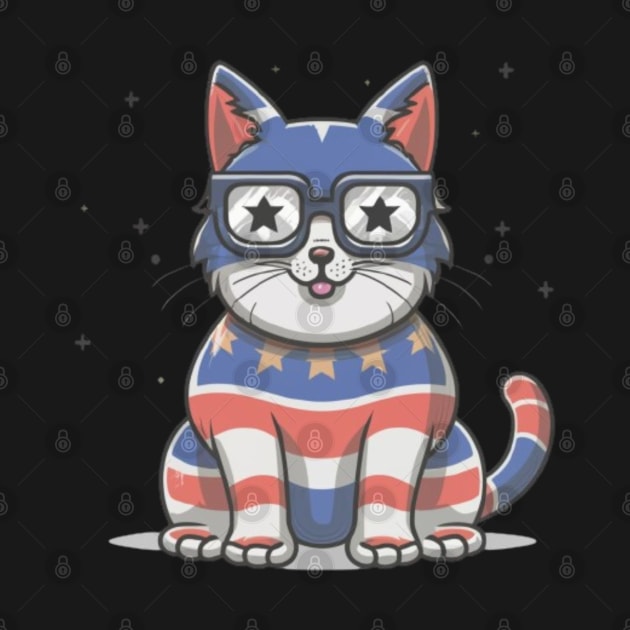 Cute Cat America Flag by Qasim