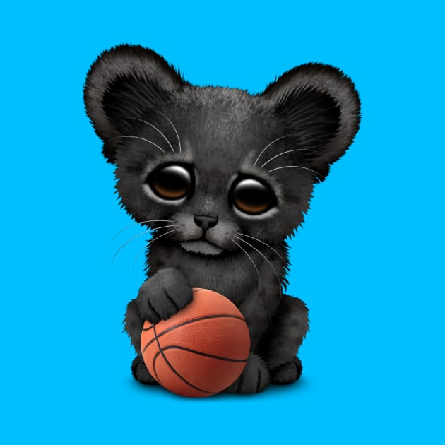 Black Panther Cub Playing With Basketball by jeffbartels