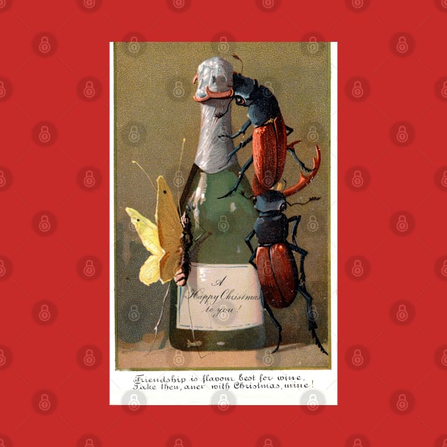 Victorian Christmas Wine and Insects Greetings by forgottenbeauty