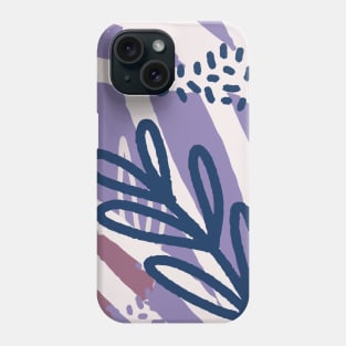 Abstract lilac blush pink and navy botanical print Phone Case