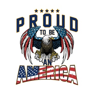 Proud To Be An American Graphic Eagle American Flag Ribbon T-Shirt