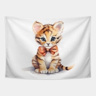 Bengal Tiger Wearing Bow Tapestry