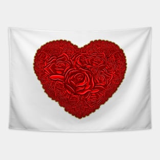 Heart shape made of Red Roses Tapestry