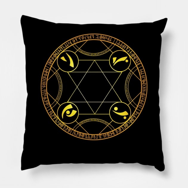 Gold glowing transmutation circle Pillow by MarxMerch