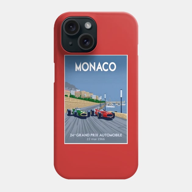 Monaco Vintage 1966 Grand Prix Auto Road Racing Advertising Print Phone Case by posterbobs