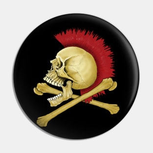 Mohawk skull cross bones Pin