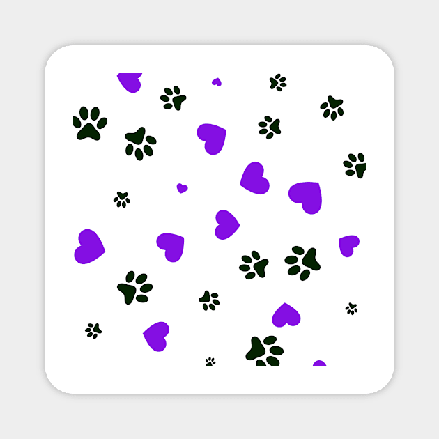 Dog Paw Purple Heart Art Magnet by Tshirtstory