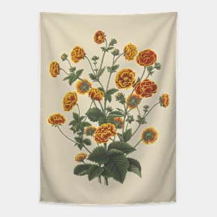 Marigold Flowers Vintage Botanical Illustration Tapestry