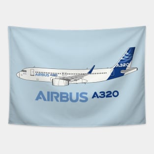 Airbus A320 Illustration With Sharklet Wingtips Tapestry