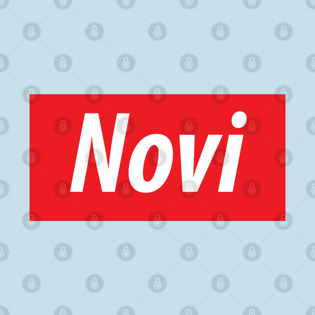 Discover ​'Novi' Michigan USA white text on a red background - Novi - T-Shirt