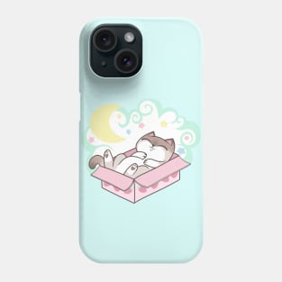 Sleepy Cat in Cardboard Box Cute Pastel Kawaii Phone Case