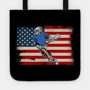 American Flag Lacrosse Player Tote