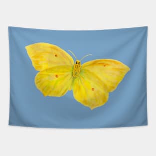 Yellow Butterfly Common Brimstone, Gonepteryx rhamni, flying Illustration Tapestry