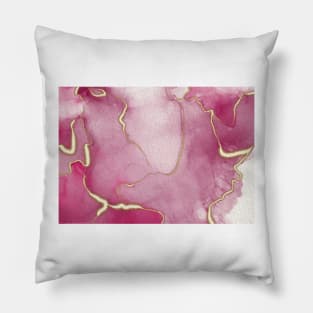 Pink gold alcohol watercolor ink abstract Pillow