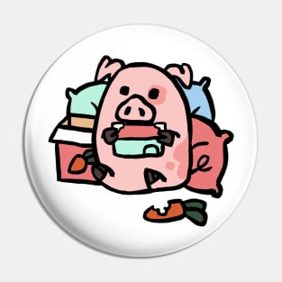 Cute Cartoon Piggy Playing Games Pin