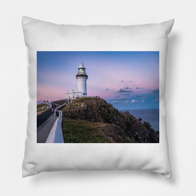 Byron Bay Lighthouse at Dusk Pillow by LukeDavidPhoto