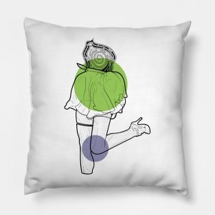 Dancing Teleportation green and purple Pillow