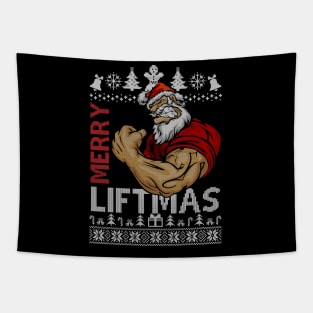 Merry Liftmas Christmas Xmas Fitmas Fitness Santa Holiday 3 Tapestry