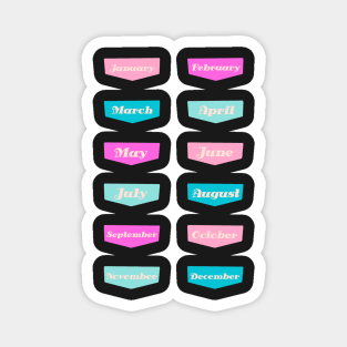 Back to School Teal and Fuchsia Gradient Month Magnet
