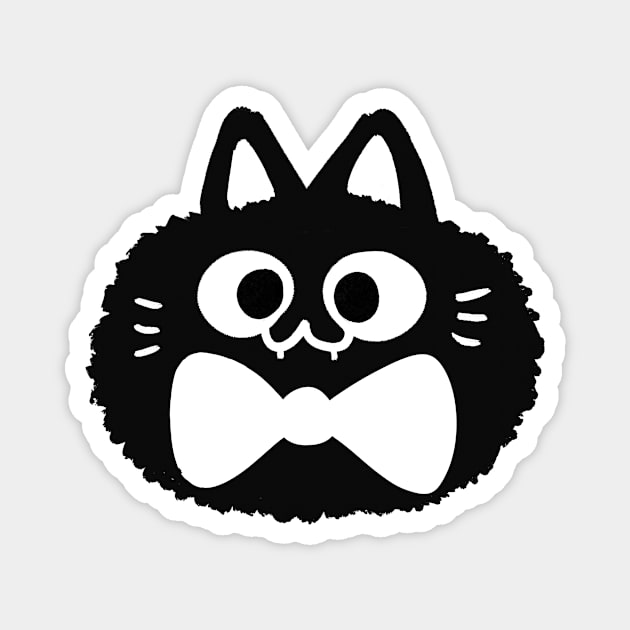 fluffy cat with bow tie Magnet by Inksoulart