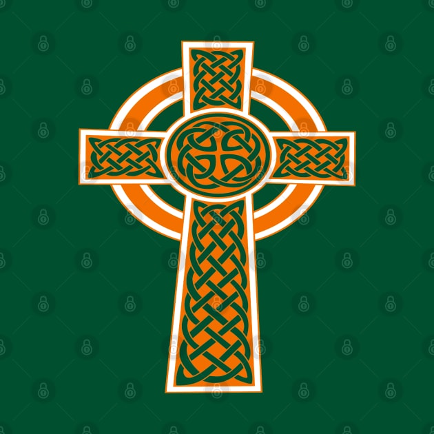 St Patrick's Day Celtic Cross Orange and White by taiche