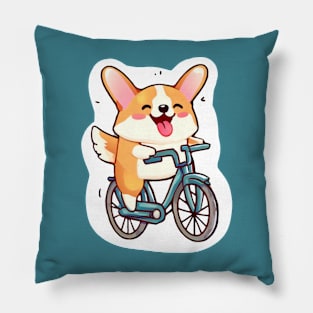 Happy Corgi on a Bike! Pillow