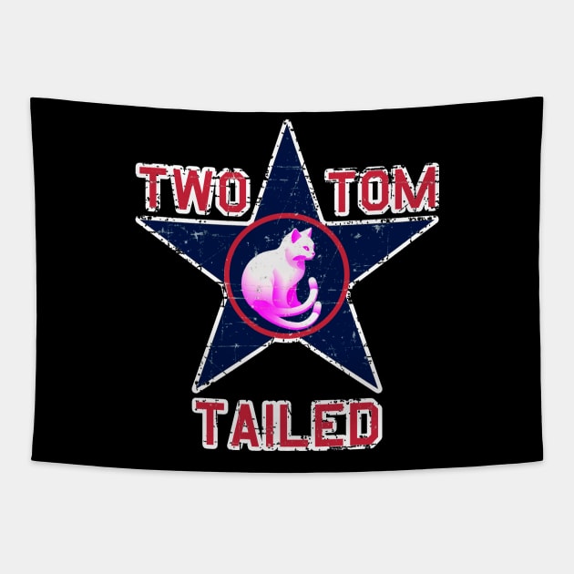 Two Tailed Tom - - Blue Star - - Tagged __ Grunge Style Tapestry by Two Tailed Tom