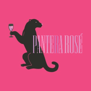 Panther Wine T-Shirt: Exclusive Illustration of Elegant Feline Enjoying Red Wine in a Moment of Sophistication and Wild Nature T-Shirt