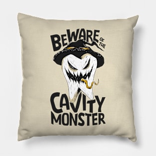 Beware of the Cavity Monster // Funny Halloween Tooth Pillow