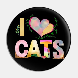 I love cats- watercolor Pin