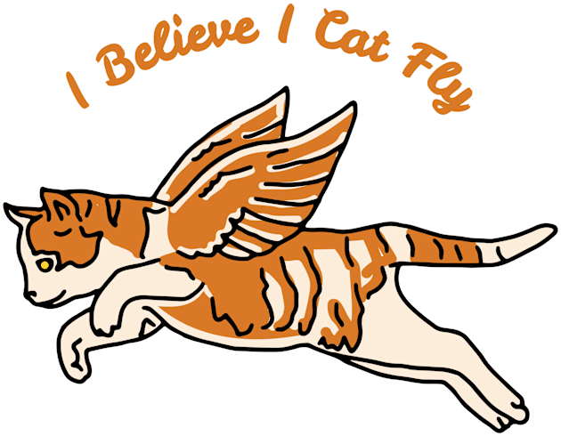 I Believe I Cat Fly Kids T-Shirt by kalemstudio