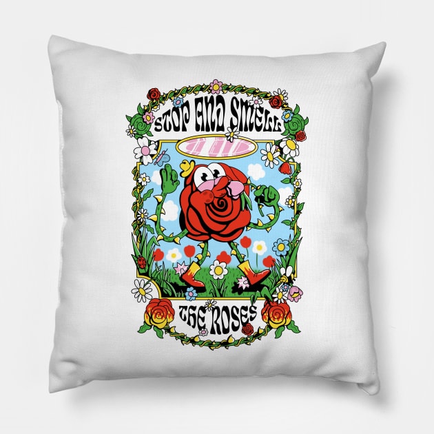 Stop and Smell the Roses Pillow by falsetoothart