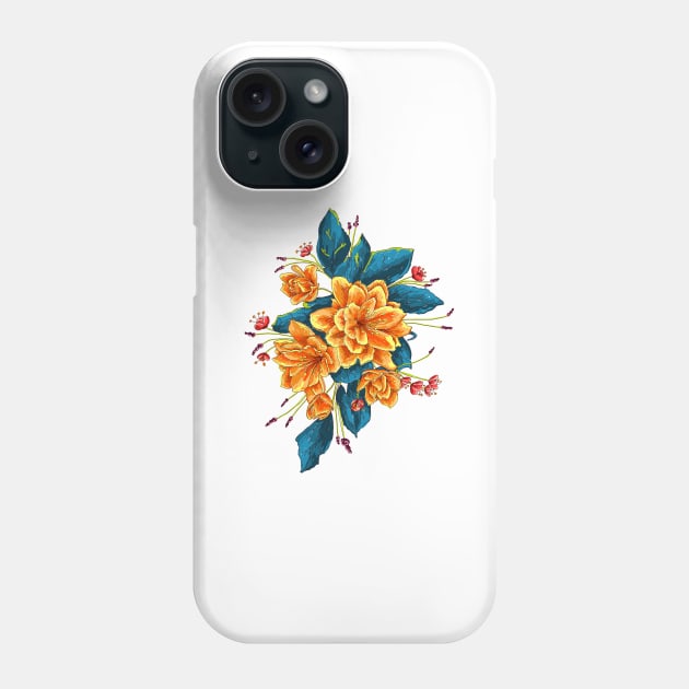 bunch of flowers with blue leaves Phone Case by lisenok