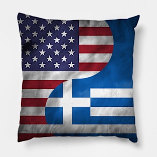 USA Greece Dual Yin Yang Flag Pillow