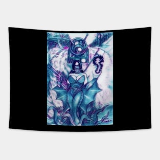 Goth Girl From Outer Space W/ Robot Monster Tapestry