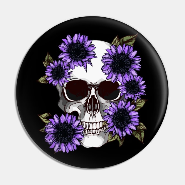 floral skull, cool skull, violet sunflowers skull mask face Pin by Collagedream