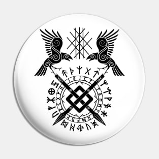 Twin Ravens of Odin | Norse Pagan Symbol Pin