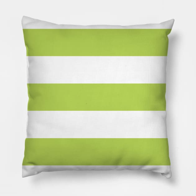 Green Stripes, White Stripes, Striped Pattern Pillow by Jelena Dunčević