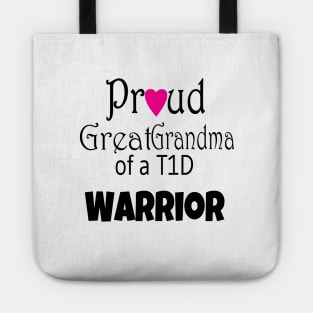 Proud Great Grandma - Black Text - Pink Heart Tote