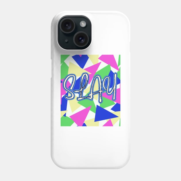 Slay in 80's Colors | Hot Pink, Cobalt Blue, Lime Green Phone Case by gloobella