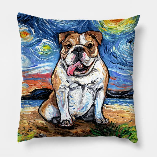 Bulldog Night 2 Pillow by sagittariusgallery