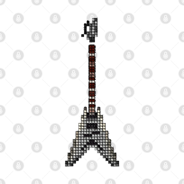 Tiled Pixel Silver King Flying V Guitar Upright by gkillerb