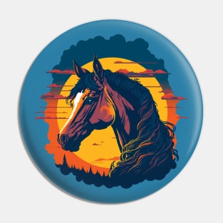 Colorful Horse Portrait Graphic Design Pin