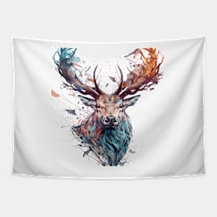 Deer Stag Portrait Animal Painting Wildlife Outdoors Adventure Tapestry