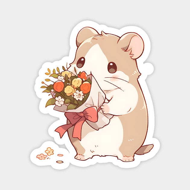 Floral Messenger: Hamster of Love Magnet by xuanxuanshop