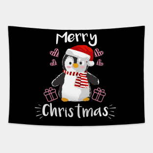 Cute Penguin Merry Christmas Tapestry